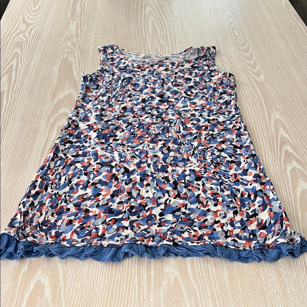 LOGO Lori Goldstein ref blue print Tunis ruffle hem sz XS